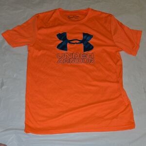 Under Armour Boys Orange & Blue Logo Heatgear YXL
